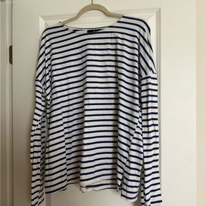 Pomander Place Blue and White Striped Top